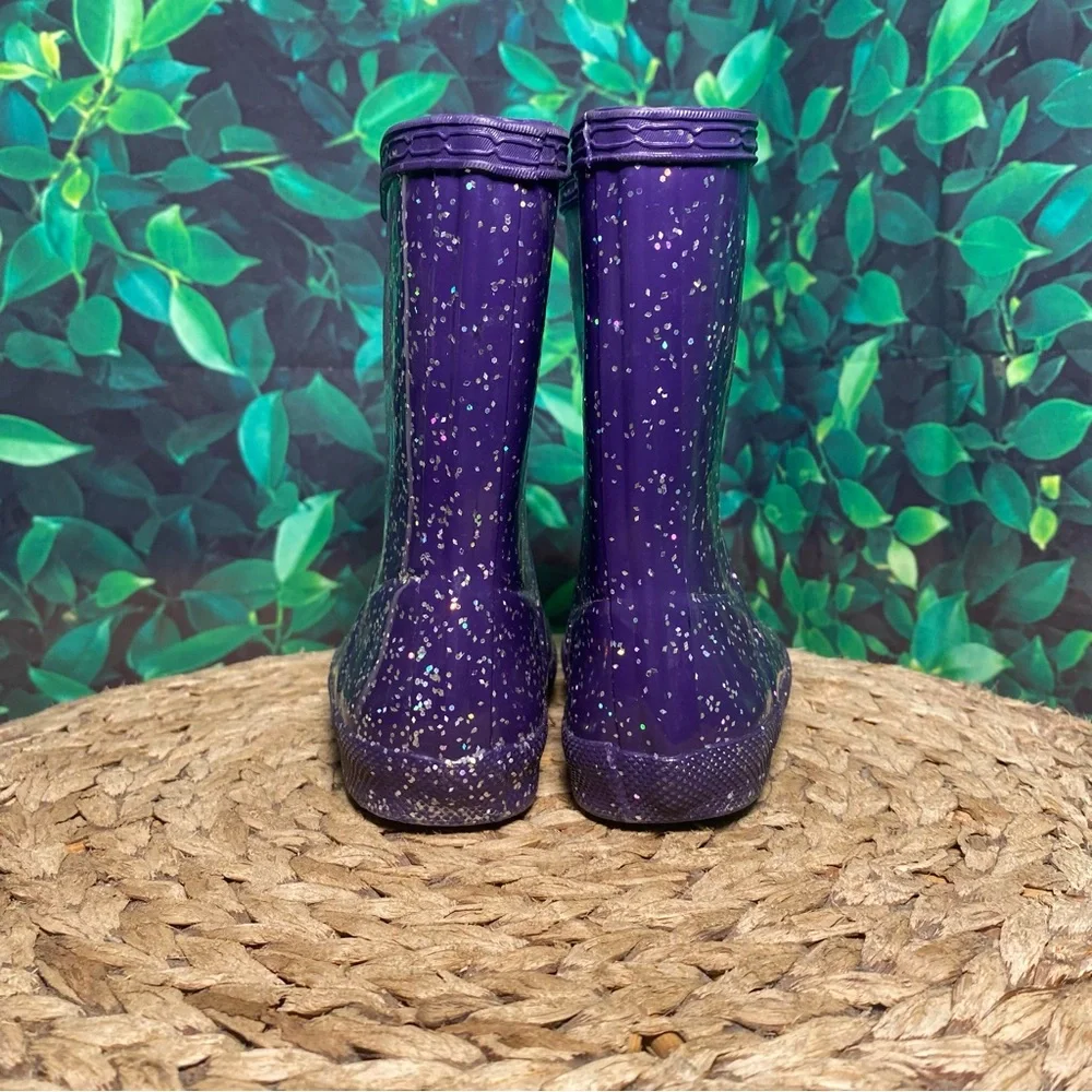 Hunter Purple Glitter Kids Rain Boots